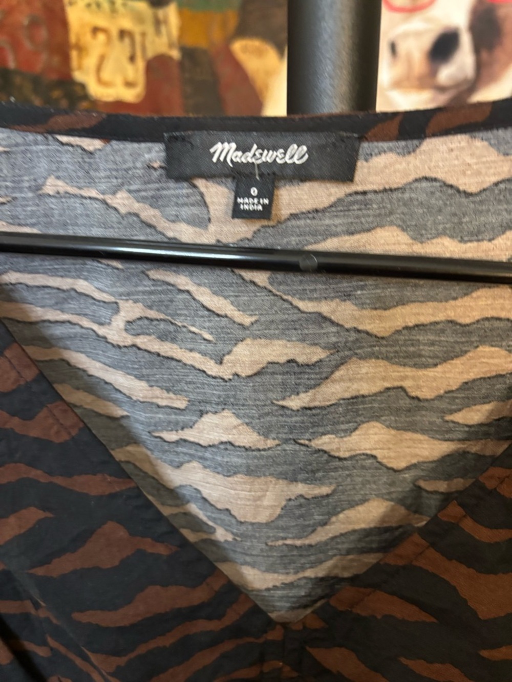 Madewell Brown and Black Tiger-Print V-Neck Mini Dress - Picture 4 of 8